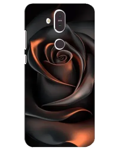 Чехол для Nokia 8.1 (2018) с картинкой «Шелковая черная роза»