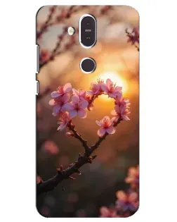 Чехол для Nokia 8.1 (2018) с картинкой «Розовый цвет сердце на фоне заката» Чехол для Nokia 8.1 (2018) с картинкой «Розовый цвет сердце на фоне заката»