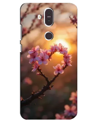 Чехол для Nokia 8.1 (2018) с картинкой «Розовый цвет сердце на фоне заката»