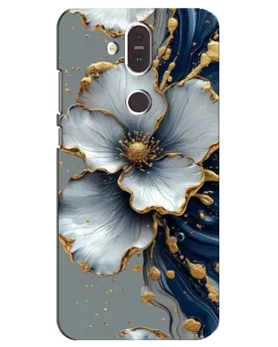 Чехол для Nokia 8.1 (2018) с картинкой «Белый цветок и золотой флюид» Чехол для Nokia 8.1 (2018) с картинкой «Белый цветок и золотой флюид»