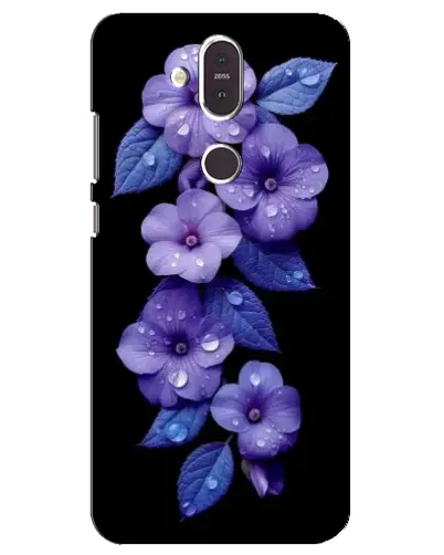 Чехол для Nokia 8.1 (2018) с картинкой «Фиолетовые цветы с росою»
