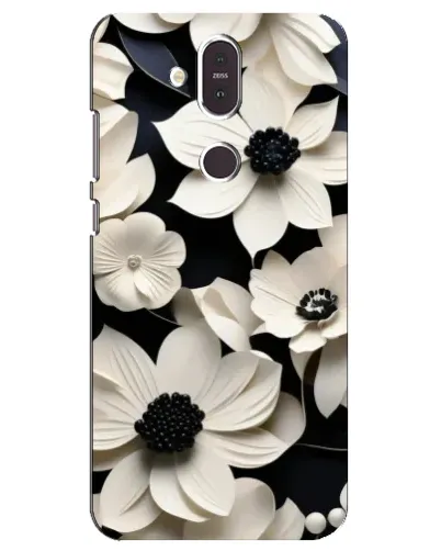 Чехол для Nokia 8.1 (2018) с картинкой «Объемные белые цветы»