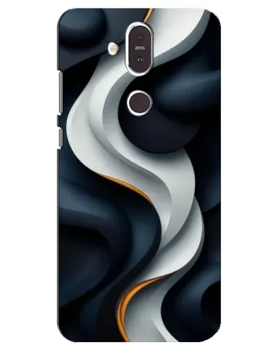 Чехол для Nokia 8.1 (2018) с картинкой «Объемные черно-белые ленты»