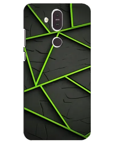 Чехол для Nokia 8.1 (2018) с картинкой «Зеленые геометрические линии»