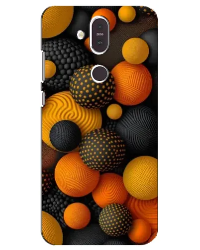 Чехол для Nokia 8.1 (2018) с картинкой «Объемные оранжевые сферы»