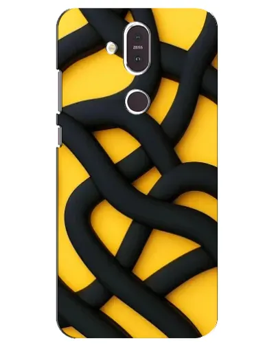 Чехол для Nokia 8.1 (2018) с картинкой «Черное желтое переплетение»