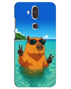 Чехол для Nokia 8.1 (2018) с картинкой «Морская капибара»