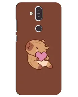 Чехол для Nokia 8.1 (2018) с картинкой «Капибара с сердцем»