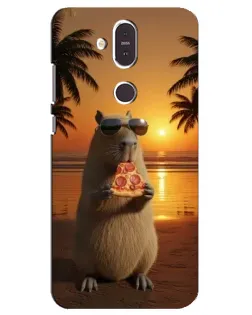 Чехол для Nokia 8.1 (2018) с картинкой «Капибара с пиццей»