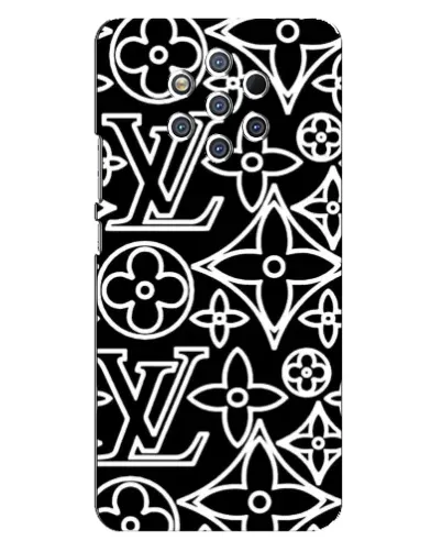 Чехол для Nokia 9 с картинкой «Черно-белый узор LV»