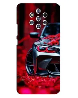 Чехол для Nokia 9 с картинкой «Спортивная BMW и цветы»