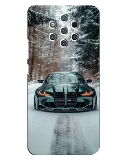 Чехол для Nokia 9 с картинкой «BMW в зимнем лесу»