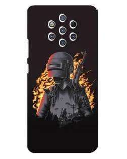 Чехол для Nokia 9 с картинкой «PUBG — огненный силуэт»
