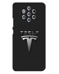 Чехол для Nokia 9 с картинкой «Стальной логотип Tesla»