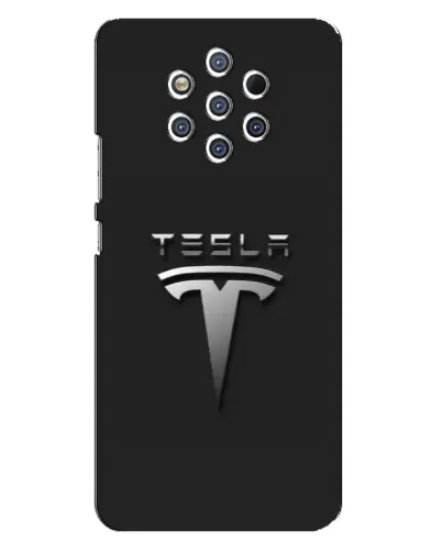 Чехол для Nokia 9 с картинкой «Стальной логотип Tesla»
