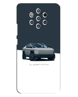 Чехол для Nokia 9 с картинкой «Серебристый Cybertruck Tesla»