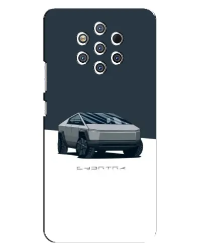 Чехол для Nokia 9 с картинкой «Серебристый Cybertruck Tesla»