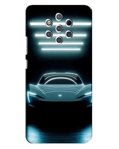 Чехол для Nokia 9 с картинкой «Tesla в неоне»