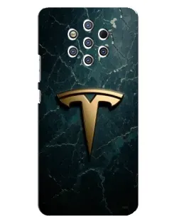 Чехол для Nokia 9 с картинкой «Мраморная Tesla Gold»