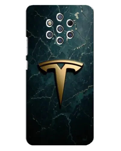 Чехол для Nokia 9 с картинкой «Мраморная Tesla Gold»