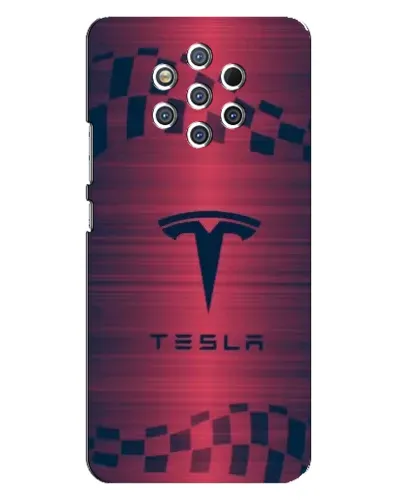 Чехол для Nokia 9 с картинкой «Тесла красный карбон»