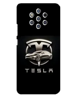 Чехол для Nokia 9 с картинкой «Tesla — серебристое авто»