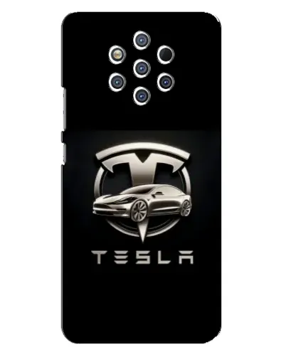 Чехол для Nokia 9 с картинкой «Tesla — серебристое авто»
