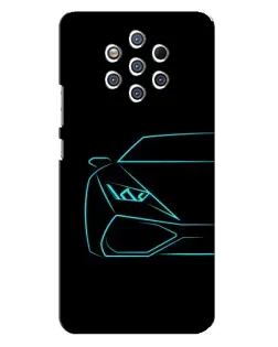 Чехол для Nokia 9 с картинкой «Голубой силуэт Lamborghini»