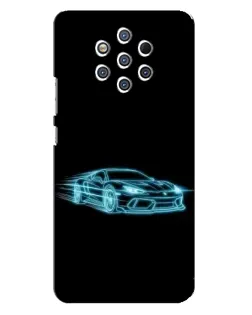 Чехол для Nokia 9 с картинкой «Неоновый контур Lamborghini»
