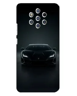 Чехол для Nokia 9 с картинкой «Черный Lamborghini Aventador»