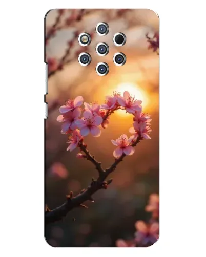 Чехол для Nokia 9 с картинкой «Розовый цвет сердце на фоне заката» Чехол для Nokia 9 с картинкой «Розовый цвет сердце на фоне заката»