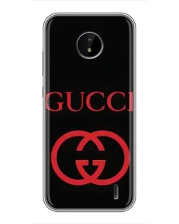 Чехол для Nokia C10 с картинкой «Gucci — красный логотип»