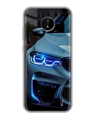 Чехол для Nokia C10 с картинкой «Взгляд BMW с синими фарами» Чехол для Nokia C10 с картинкой «Взгляд BMW с синими фарами»