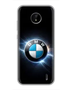 Чехол для Nokia C10 с картинкой «BMW — неоновое сияние»