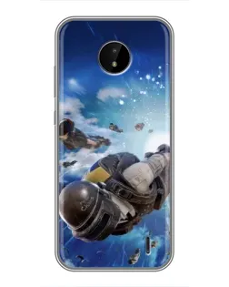 Чехол для Nokia C10 с картинкой «Десант PUBG — прыжок»
