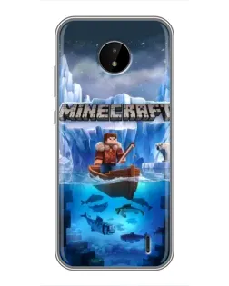 Чехол для Nokia C10 с картинкой «Minecraft ледяной мир»