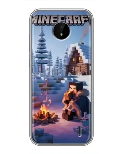 Чехол для Nokia C10 с картинкой «Зимний Minecraft»
