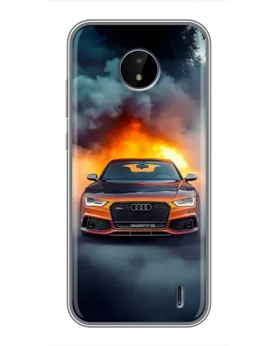 Чехол для Nokia C10 с картинкой «Audi в огненном дыму» Чехол для Nokia C10 с картинкой «Audi в огненном дыму»