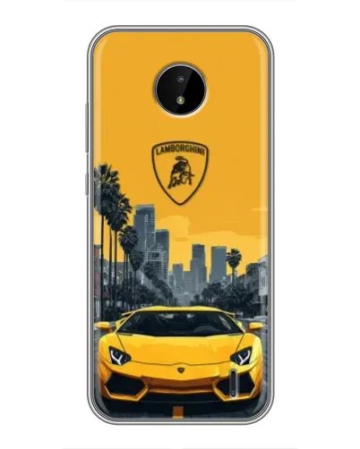 Чехол для Nokia C10 с картинкой «Желтый Lamborghini город» Чехол для Nokia C10 с картинкой «Желтый Lamborghini город»