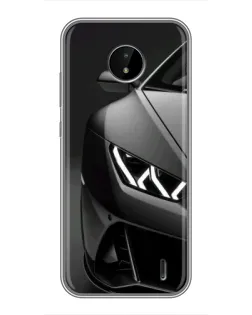 Чехол для Nokia C10 с картинкой «Lamborghini фары детализация»