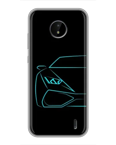 Чехол для Nokia C10 с картинкой «Голубой силуэт Lamborghini» Чехол для Nokia C10 с картинкой «Голубой силуэт Lamborghini»