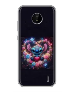 Чехол для Nokia C10 с картинкой «Stitch в цветах» Чехол для Nokia C10 с картинкой «Stitch в цветах»