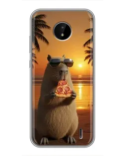 Чехол для Nokia C10 с картинкой «Капибара с пиццей»