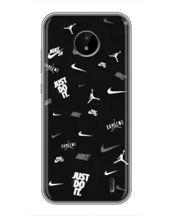 Чехол для Nokia C20 Plus с картинкой «Nike Black Pattern»