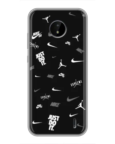 Чехол для Nokia C20 Plus с картинкой «Nike Black Pattern»