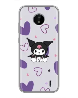 Чехол для Nokia C20 Plus с картинкой «Kuromi и лавандовые сердца»