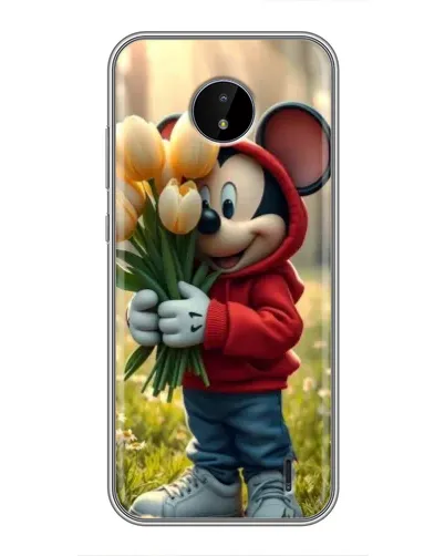 Чехол для Nokia C20 Plus с картинкой «Микки с тюльпанами»