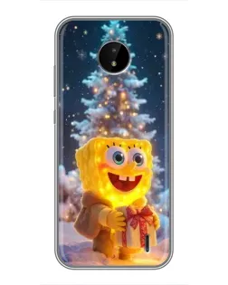 Чехол для Nokia C20 Plus с картинкой «Рождественский Спанч Боб»