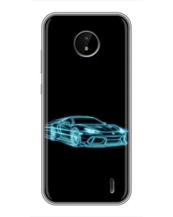 Чохол для Nokia C20 Plus з картинкою «Неоновий контур Lamborghini»