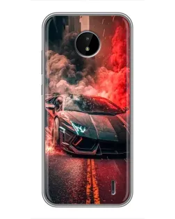 Чохол для Nokia C20 Plus з картинкою «Lamborghini червоний дим»